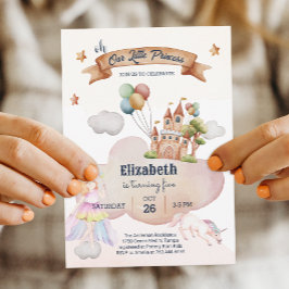 Fairytale Unicorn Castle Girl Birthday-inbjudan Inbjudningar