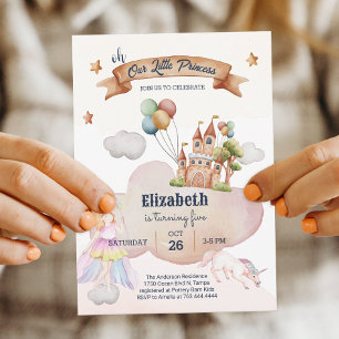 Fairytale Unicorn Castle Girl Birthday-inbjudan Inbjudningar