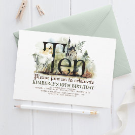 Fairytale Unicorn Dragon Magic Castle 10 Birthday Inbjudningar