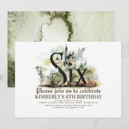 Fairytale Unicorn Dragon Magic Castle 6 Birthday Inbjudningar