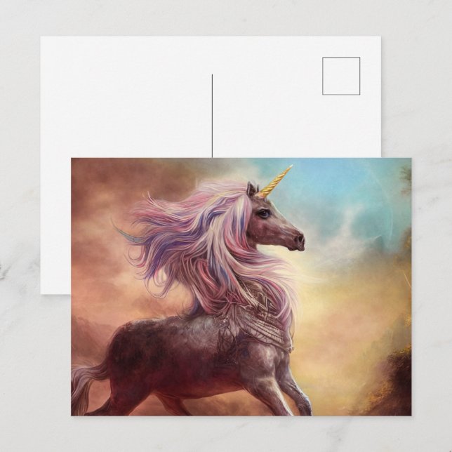 Fairytale unicorn vykort (Fram/baksida)