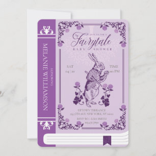 Fairytale Vintage Alice in Wonderland Lila Bok Inbjudningar