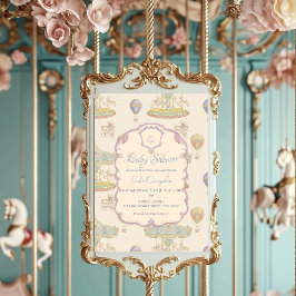 Fairytale Vintage Amusement Park Baby Shower Inbjudningar