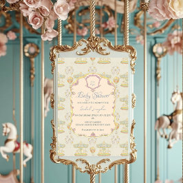 Fairytale Vintage Amusement Park Baby Shower Inbjudningar