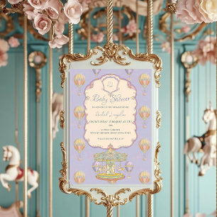 Fairytale Vintage Amusement Park Baby Shower Inbjudningar