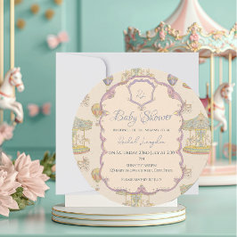 Fairytale Vintage Amusement Park Baby Shower Inbjudningar