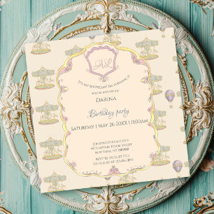 Fairytale Vintage Amusement Park Birthday Inbjudningar