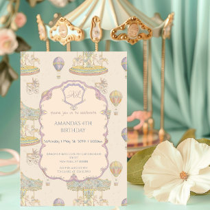 Fairytale Vintage Amusement Park Birthday Inbjudningar