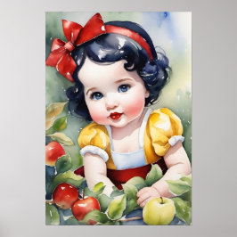 Fairytale Watercolor Baby Snö White Poster