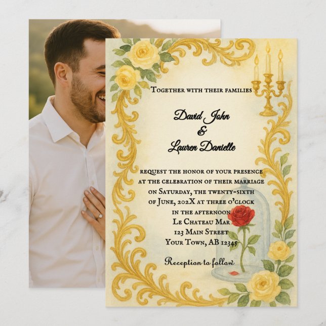 Fairytale Wedding Photo Invitation Inbjudningar (Fram/baksida)