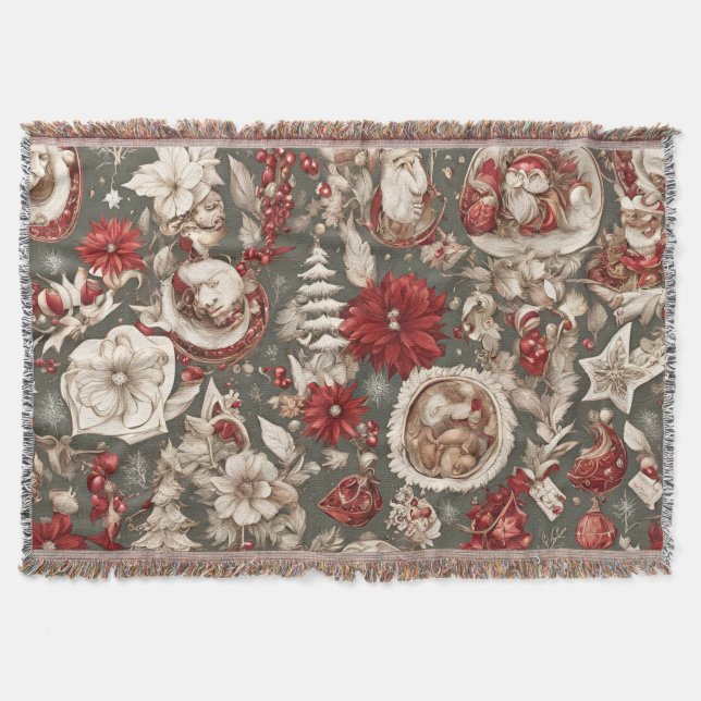 fairytale whimsical Christmas decorations, flowers Filt (Framsidan)