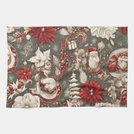 fairytale whimsical Christmas decorations, flowers Kökshandduk