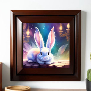 Fairytale White Watercolor Bunny Poster