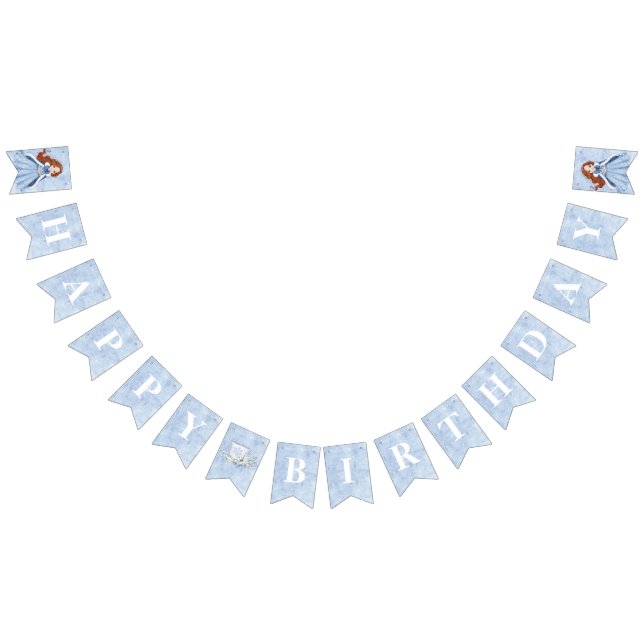 Fairytale Winter Snö Princess Birthday | Red Hair Vimplar (Alla)