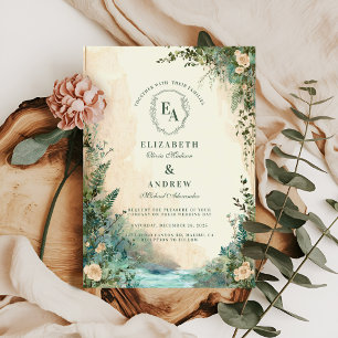 Fairytale Woodland utomhus Boho Bröllop Inbjudningar