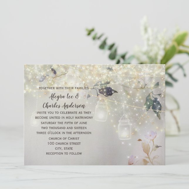 Fairytale Woodsy Farmhouse Mason Burk Bröllop Inbjudningar (Stående Fram)