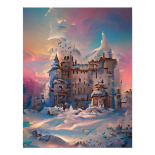 Fairytale World, Winter Castle, Snö Castle, Julaft Fototryck
