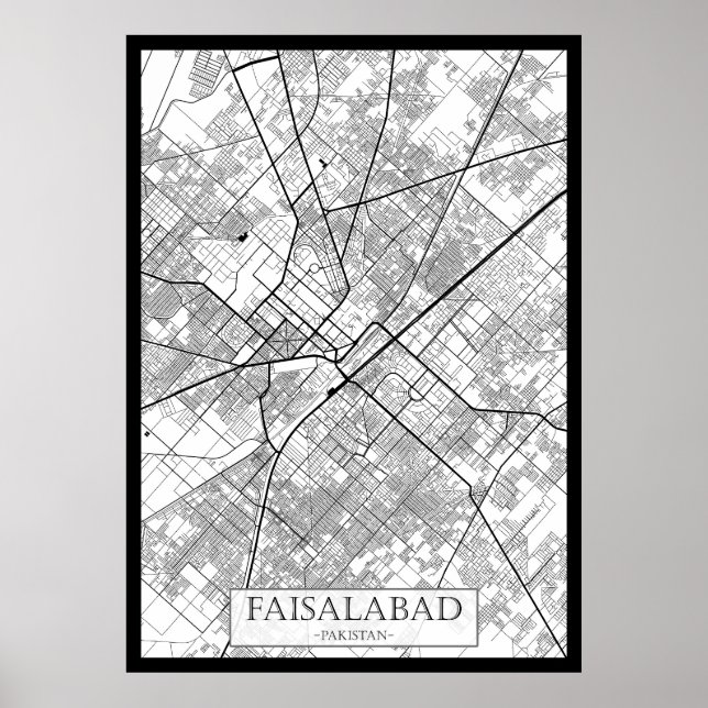 Faisalabad Pakistan Karta Poster (Framsidan)