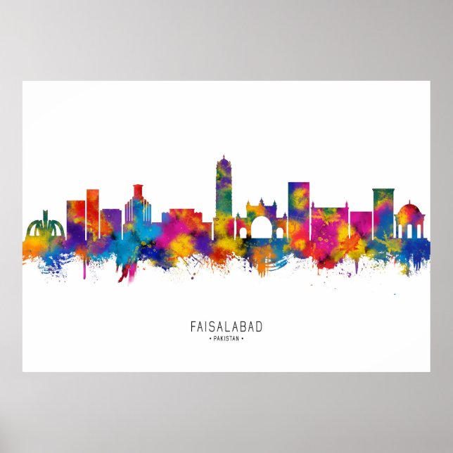 Faisalabad Pakistan Skyline Poster (Framsidan)