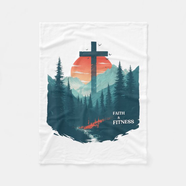 Faith &amp; Fitness Christian - Workout Motivation Fleecefilt (Framsidan)