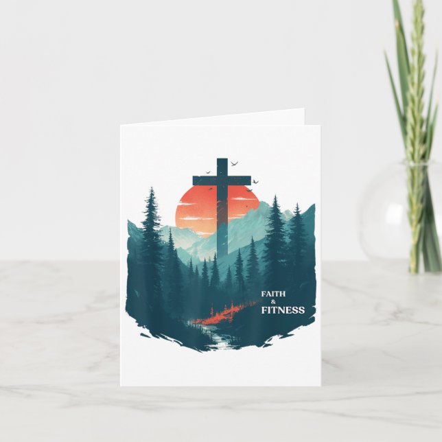 Faith &amp; Fitness Christian - Workout Motivation Kort (Framsida)