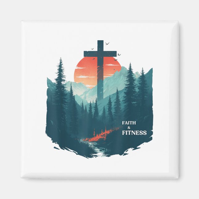 Faith &amp; Fitness Christian - Workout Motivation Magnet (Framsidan)