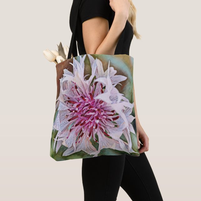 Faith and Flowers Art Rosa Flower Tote Tygkasse (Närbild)