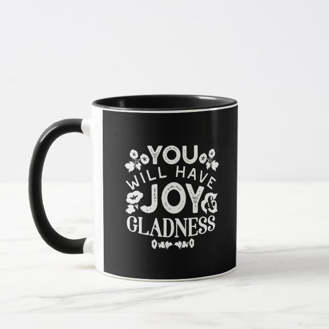 Faith and Happiness – Joy and Gladness Quotes Mugg (Vänster)