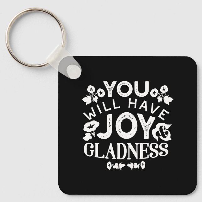 Faith and Happiness – Joy and Gladness Quotes Nyckelring (Framsida)