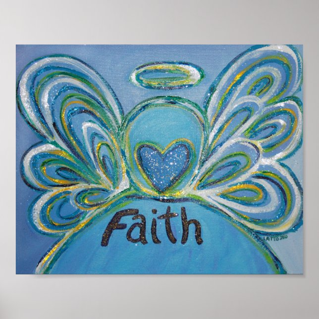 Faith Angel inspirational Ord Art Print Poster (Framsidan)