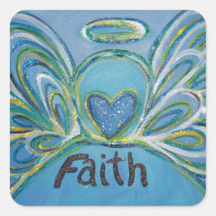 Faith Angel Ord Art Anpassningsbar Decal Stickers Fyrkantigt Klistermärke