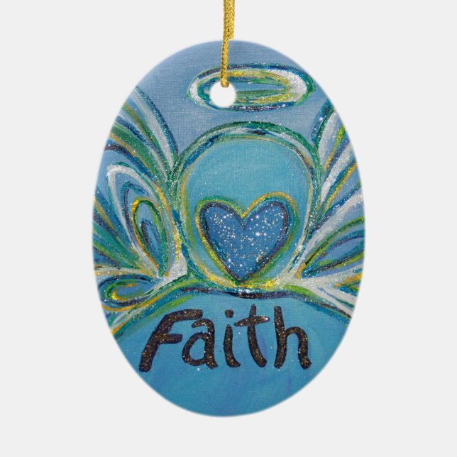 Faith Angel Ord Art Gift Helgdag Ornament (Framsidan)