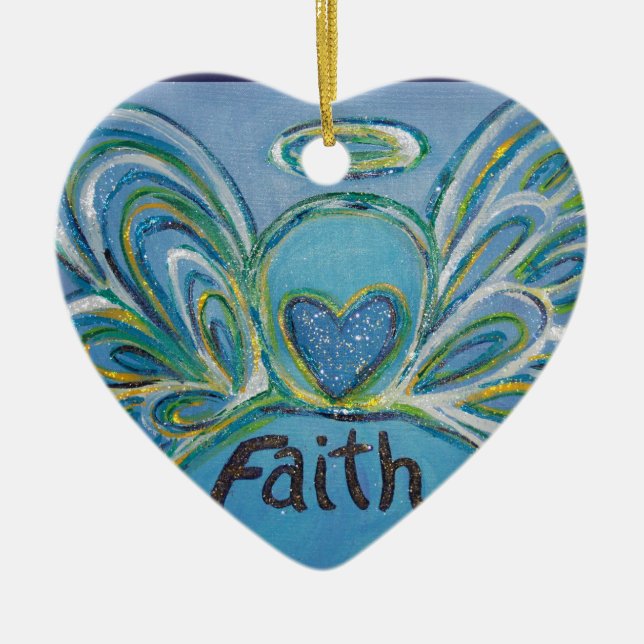 Faith Angel Ord Art Gift Helgdag Ornament (Framsidan)