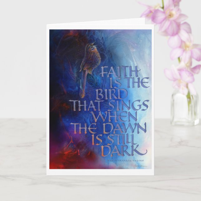 "Faith är fågeln som sjungor," 5" x 7", Fet Kort (Orkide)