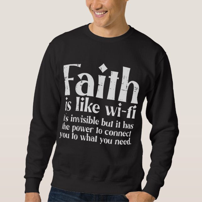 Faith är som Wifi Gud Jesus Religiösa Christian M Lång Ärmad Tröja (Framsida)