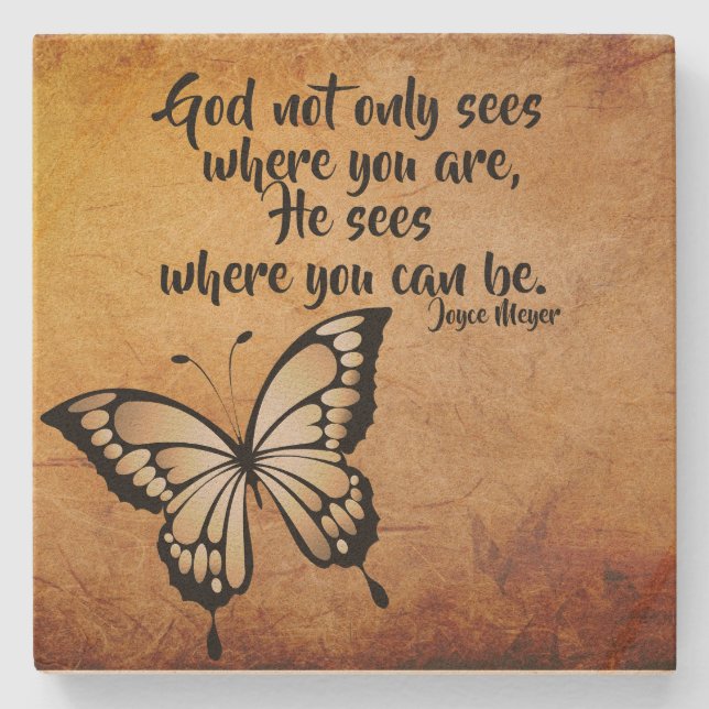 Faith-Based Butterfly Sandstone Beverage Coaster Stenunderlägg (Framsidan)