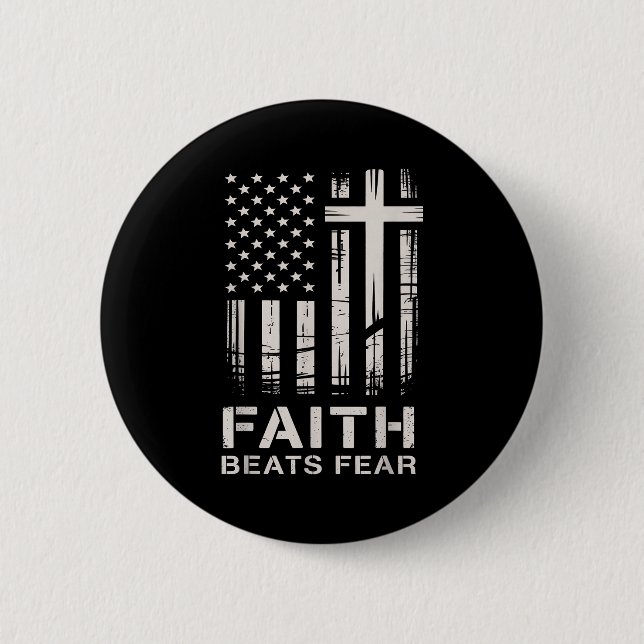 Faith Beats Fear American Flag Christian Cross  Knapp (Framsida)