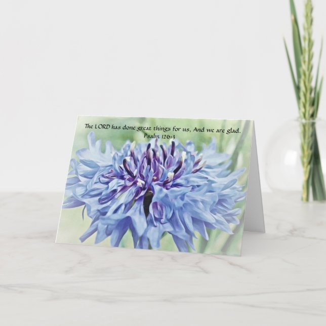 Faith Bible Verse Blue Flower Note Card Kort (Framsida)