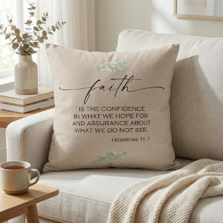 Faith Bible Verse från Hebrews 11:1 Kudde