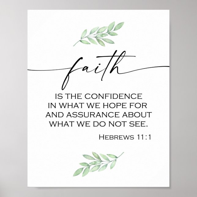 Faith Bible Verse från Hebrews 11:1 Poster (Framsidan)