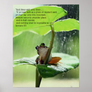 Faith Bible Verse Inspirational Cute Grönt Frog Poster
