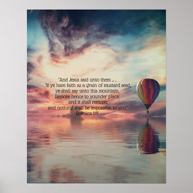 Faith Bible Verse Inspirational Luftballong Poster (Framsidan)