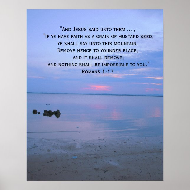 Faith Bible Verse Inspirational Ocean Poster (Framsidan)