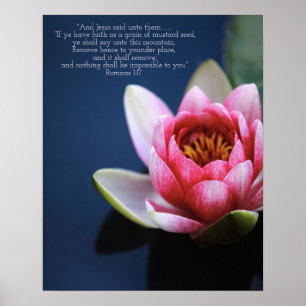 Faith Bible Verse Inspirational Vatten Lily Poster