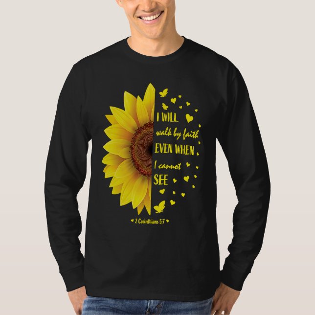 Faith Bible Verse Women Christian Sunflower T Shirt (Framsida)