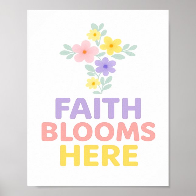 Faith Blooms Here Floral Cross Easter 2026 Poster (Framsidan)
