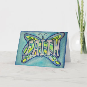 Faith Blue Butterfly Art Hälsning eller Note Cards Kort