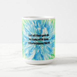 Faith Blue Flower Bible Verse Kärlek Mugg Kopp