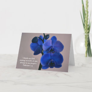 Faith Blue Orchid Prayer-anteckningskort Kort