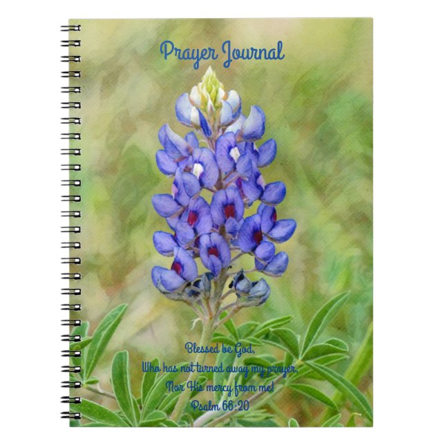 Faith Bluebonnet Flower Art Prayer Journal Anteckningsbok (Framsidan)